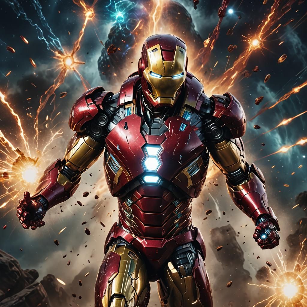Iron Man as Cosmic Entity: Detailed Matte Painting