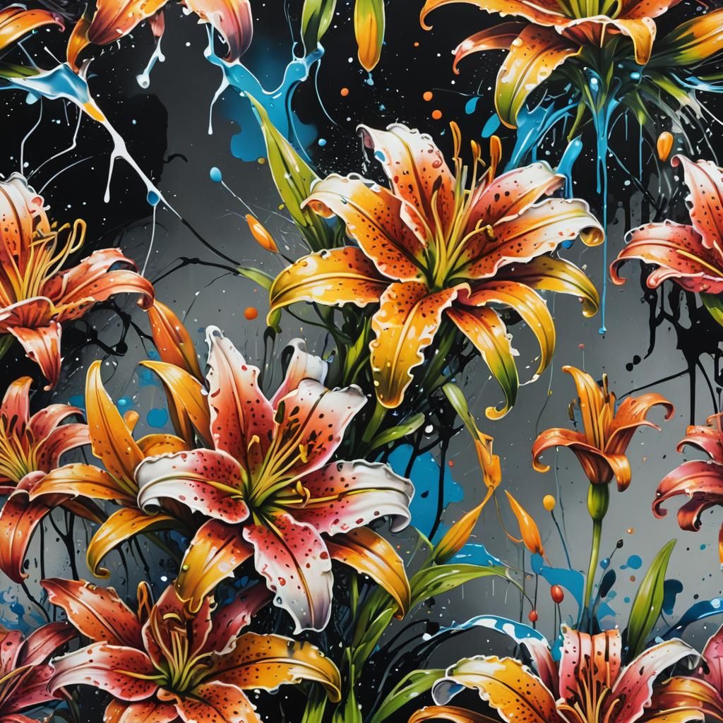 Crystal Tiger Lily Graffiti Art