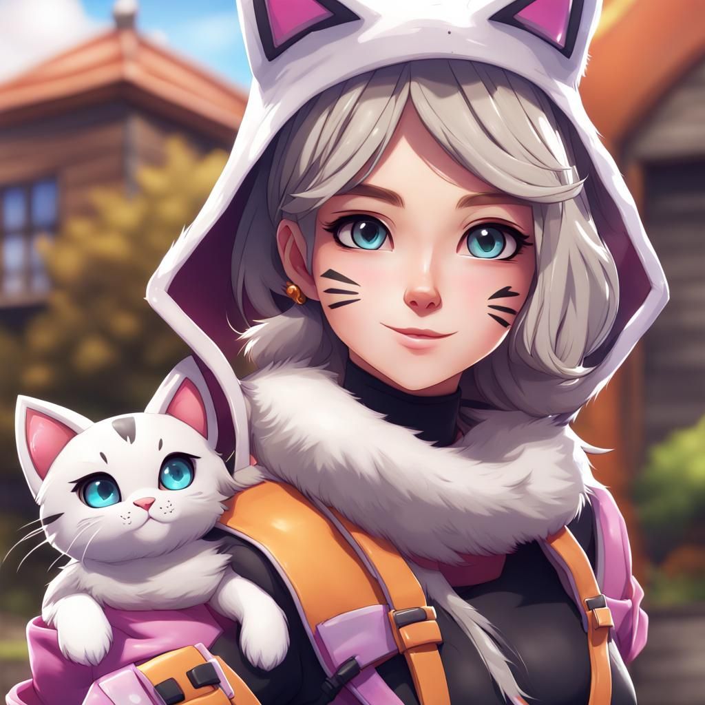 Anime Girl in Cat Skin, Manga Style