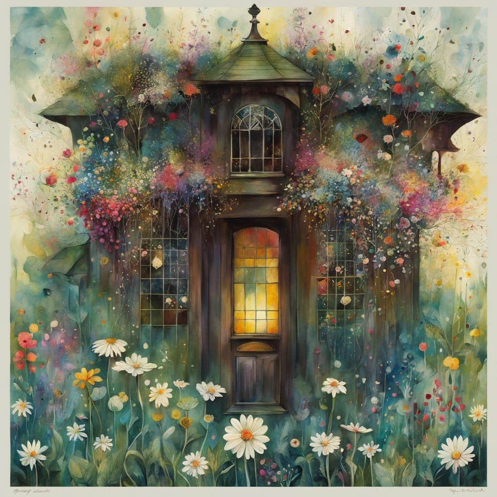 Whimsical Wildflower Landscape in Vibrant Colors