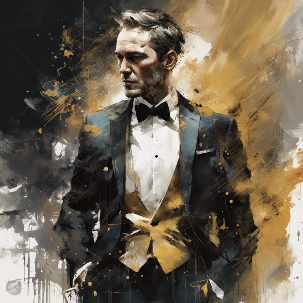 Jazzy Man in Tuxedo with Golden God Beams