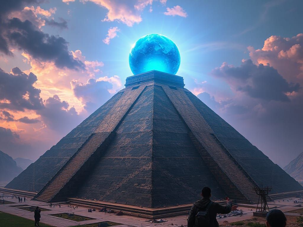 Great Pyramid of Atlantis with Blue Energy Sphere