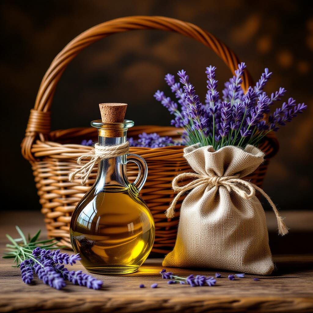 Renaissance Still Life with Olive Oil and Lavender