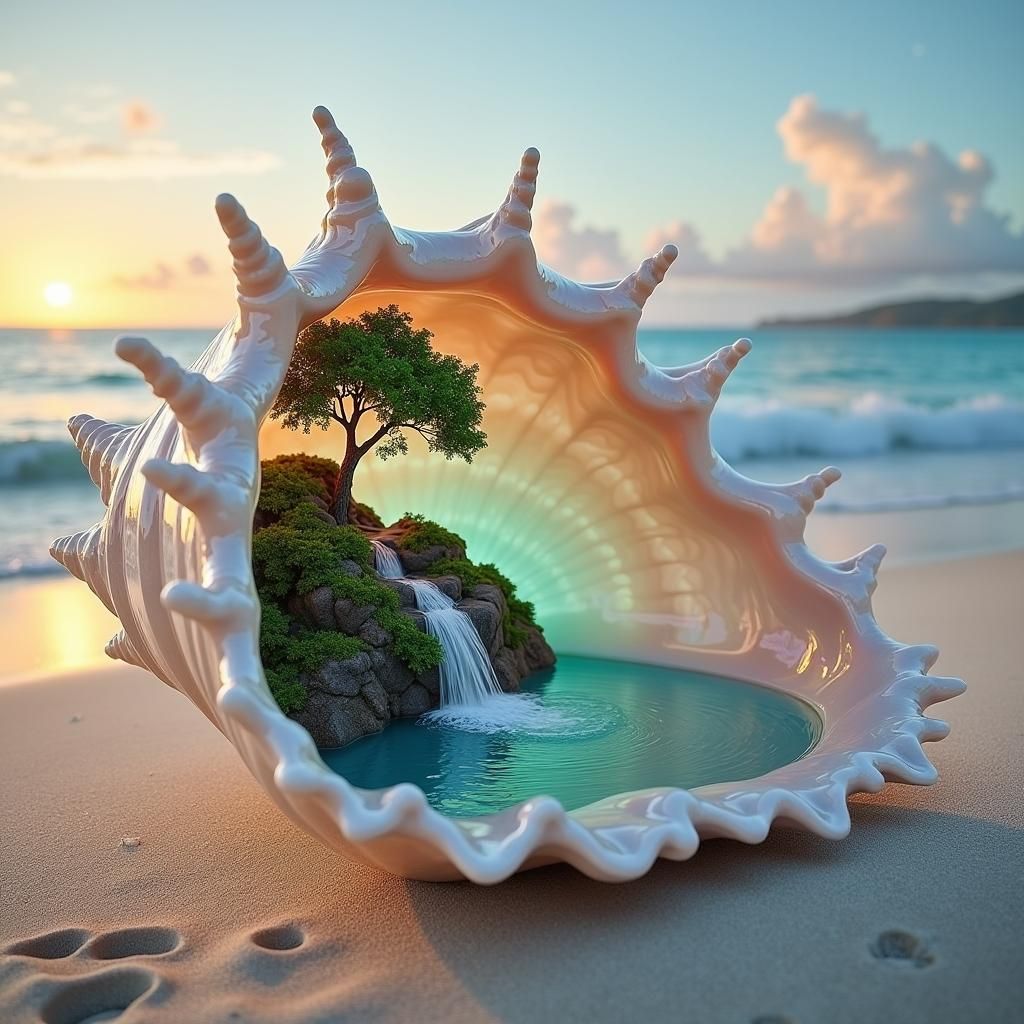 Giant Shell Reveals Enchanted Rainforest, Hyperrealistic Sty...