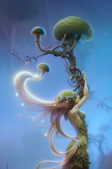 Fractal Nature Goddess in Dark Fantasy Art Style