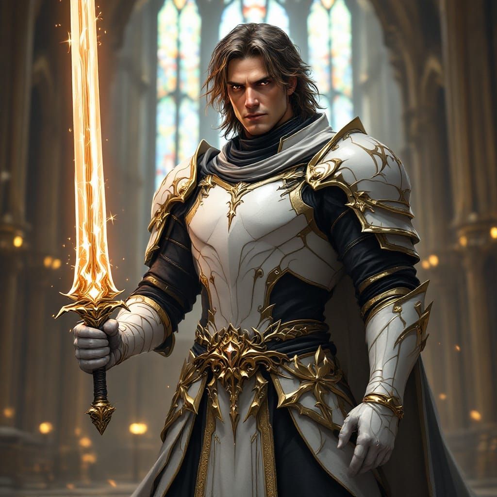 Magic Knight Paladin in Cathedral with Plasma Sword