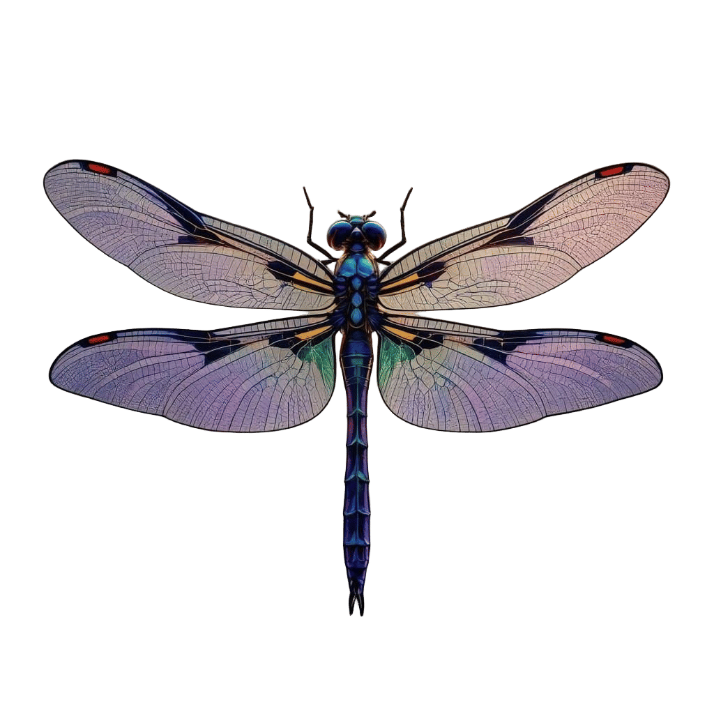 Beautiful Delicate Dragonfly in Purple, Green, and Blue Hues