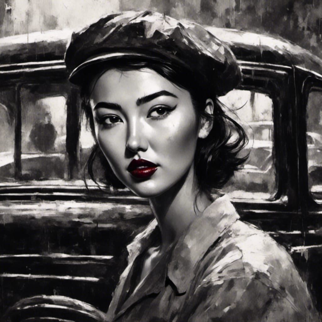 1940s Taxi Driver in Dark Impasto Style