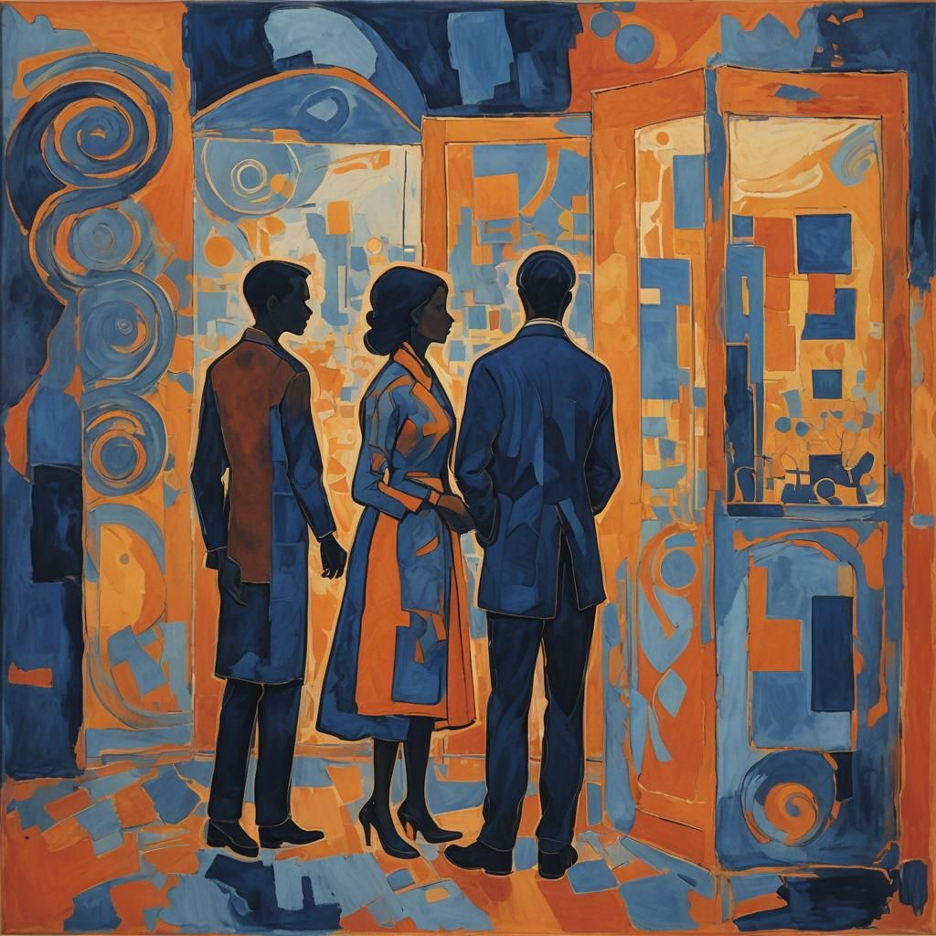 Vibrant Voting Booth Scene in Impressionist Style