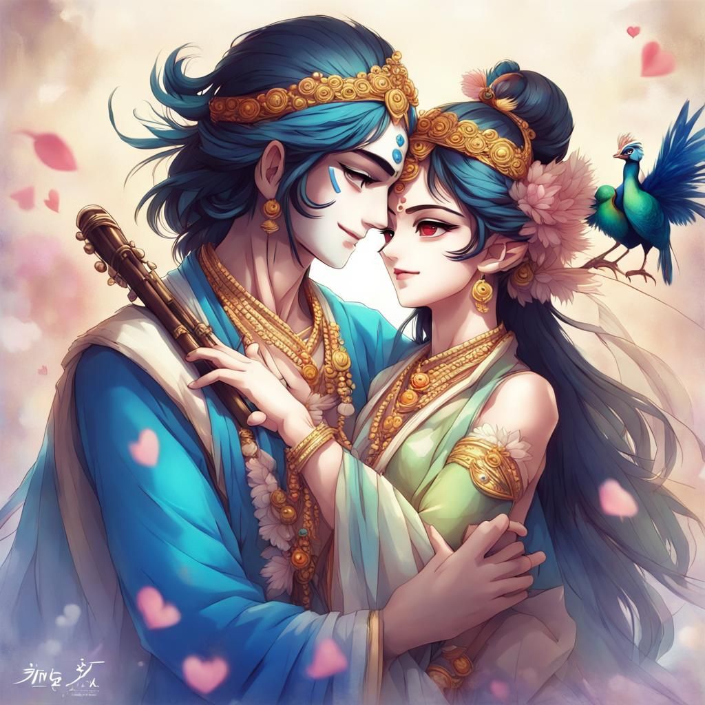 Radha and Krishna: Anime-Style Hindu Gods in Love