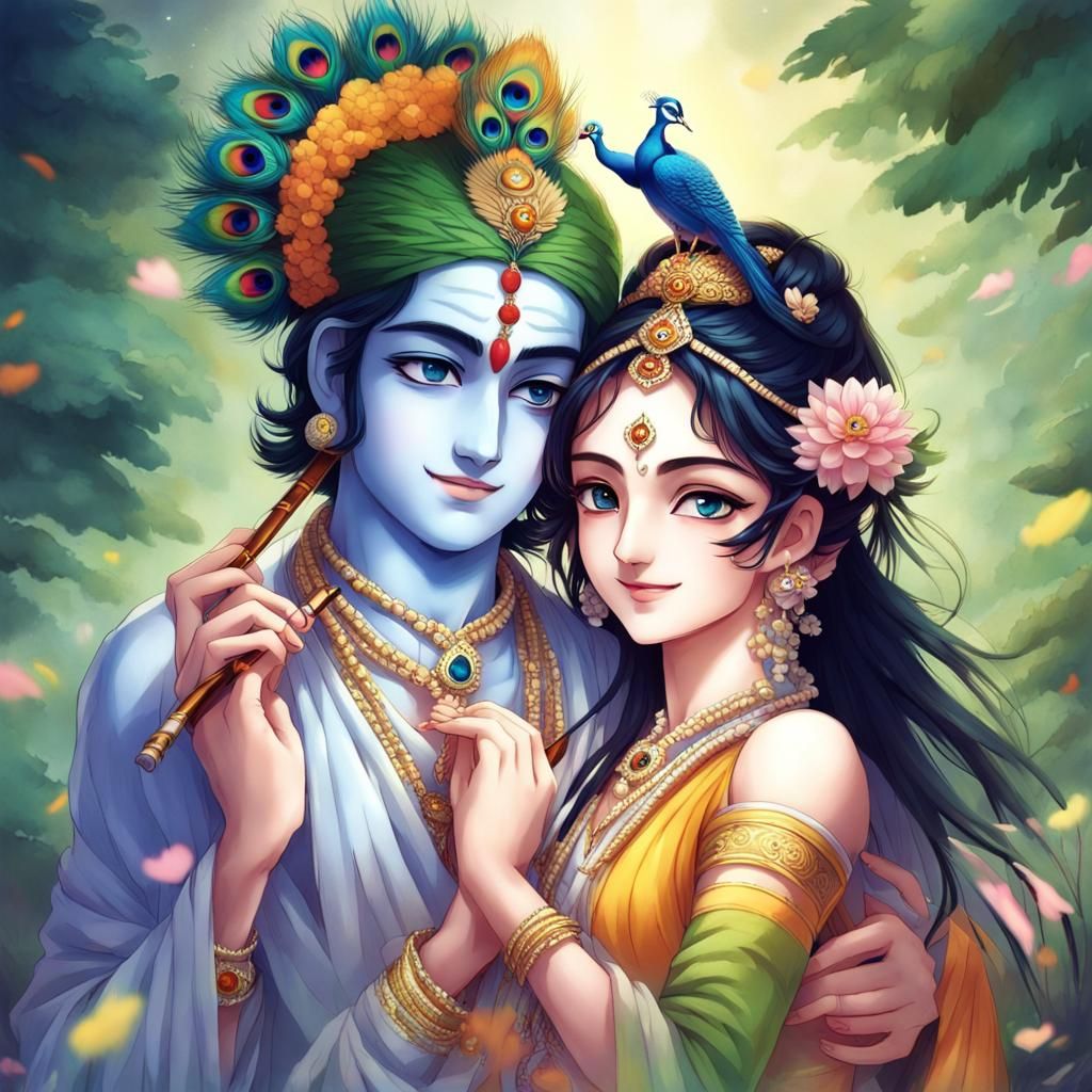 Radha and Krishna: A Vision in Anime Style