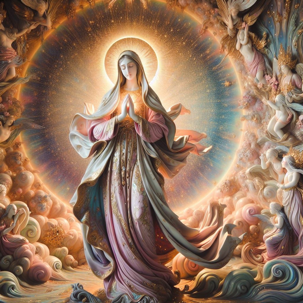 Fantastical Religious Figure in Golden Light