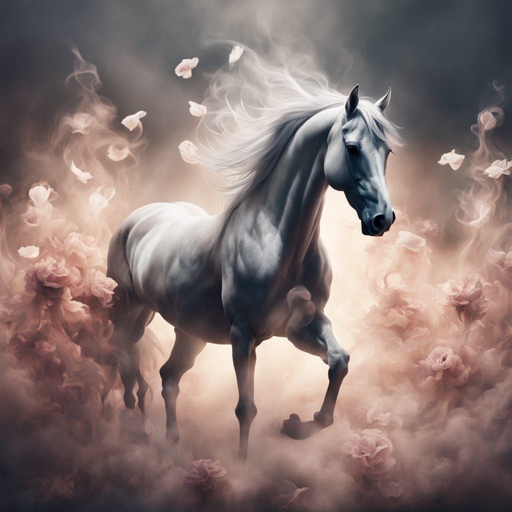 Ethereal Horse-Like Being of Smoke and Light