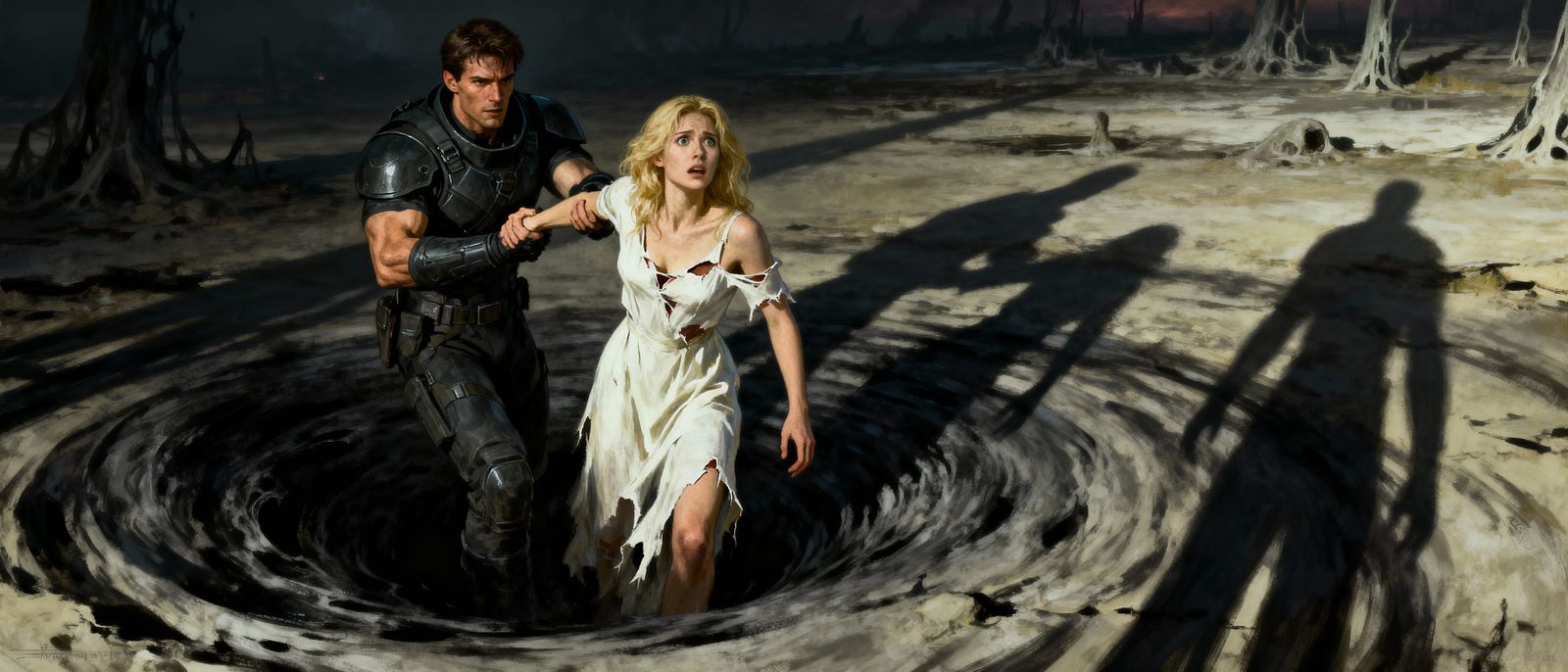 Heroic Rescue From Shadow Vortex Digital Painting