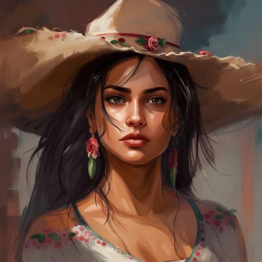 Beautiful Latina Girl Portrait in Royo Style