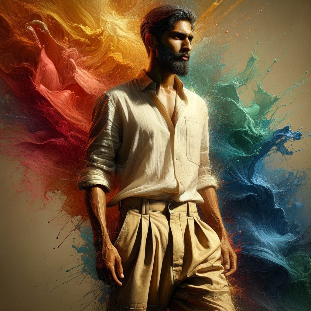 Hyperrealistic Portrait: South Asian Man in Urban Style