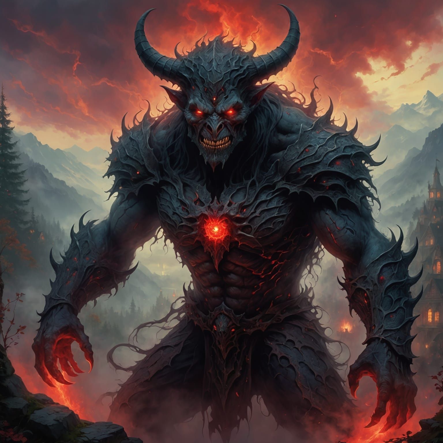 Ethereal Half-Demon with Glowing Eyes