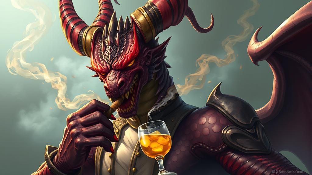 Bahamut Zero: Dragon God Relaxing with Gin