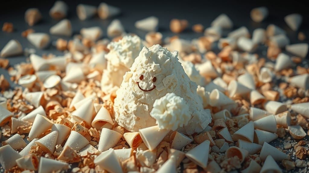 Hyper-Realistic CGI Melting Plastic Cone Sculpture