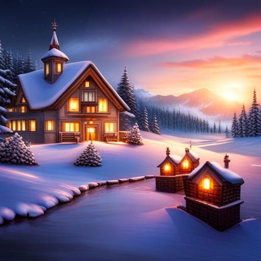 Magical Christmas Card Design in Hyperrealistic Style