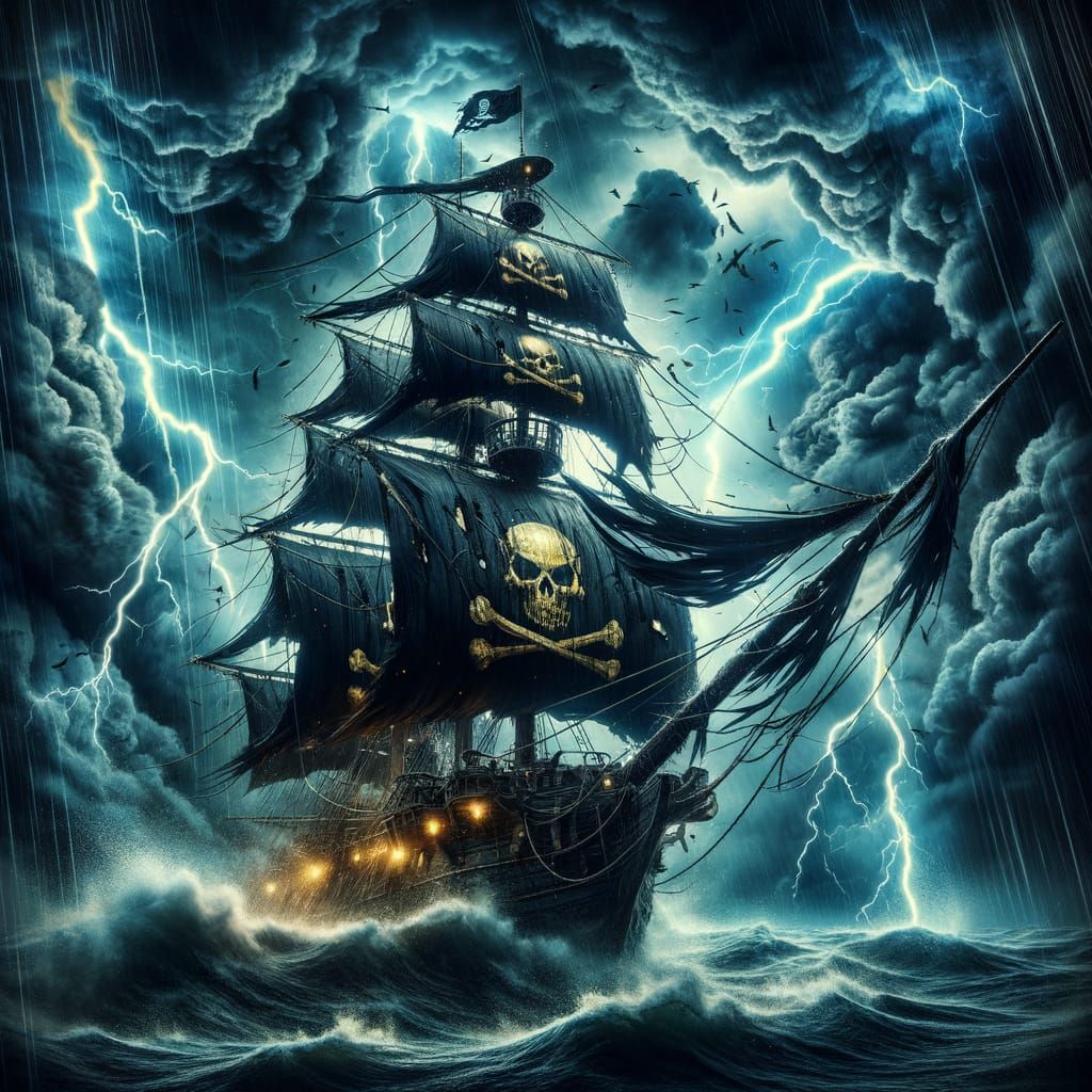 Stormy Night Pirates Ride the Tempest