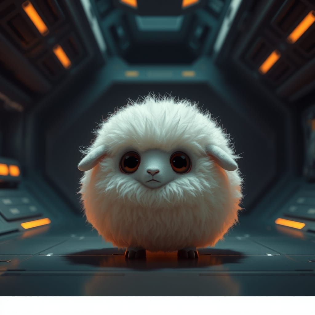 Fuzzy Tribble in Retro-Futuristic Space Station