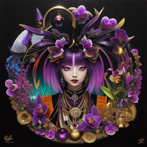 Orchid-Birds, Orchid-Flowers, Orchid-Bees: Surrealist Oil Pa...