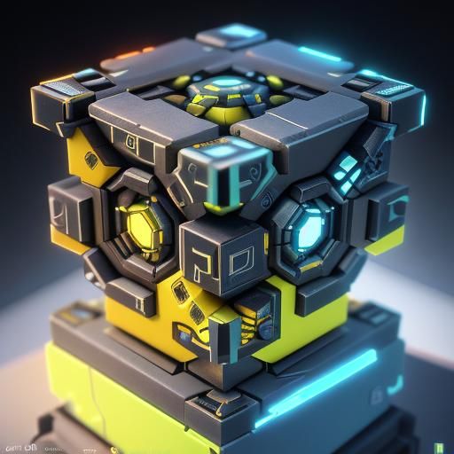 Spring Inside the Cube: 3D Abstract Sci-Fi