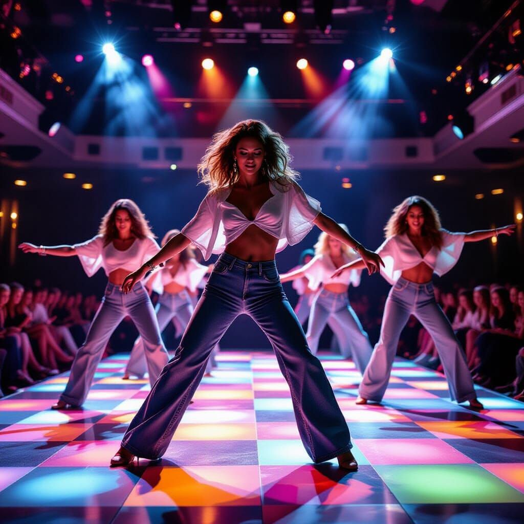 Dynamic 1970s Disco Dance Floor Photo