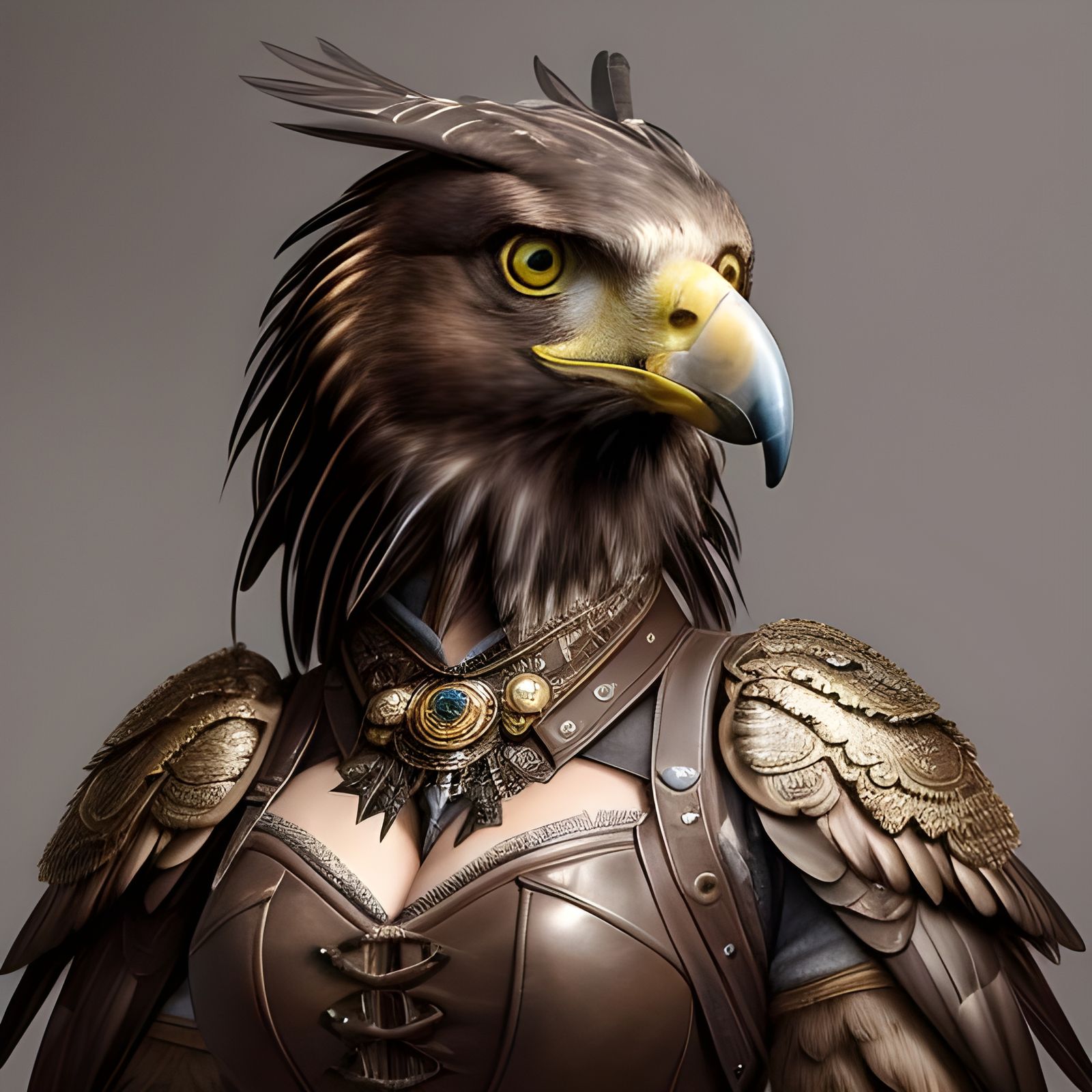Aarakocra Golden Eagle in Steampunk Armor