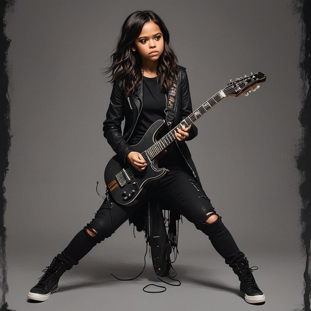 Eerie Guitarist: Wednesday Inspired Digital Art