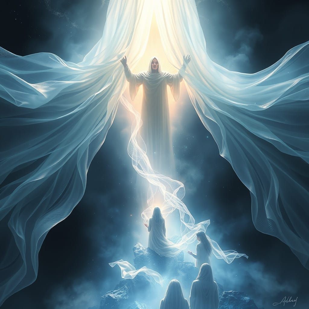 Ethereal Veil Separates Light and Darkness, Guided by Radian...