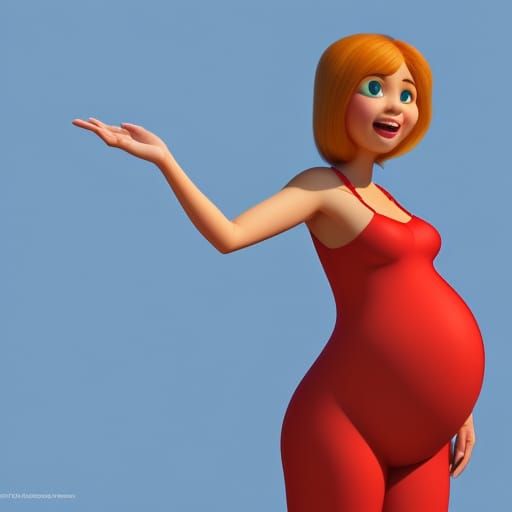 Pregnant Caramelized Apple Girl in 3D Digital Art