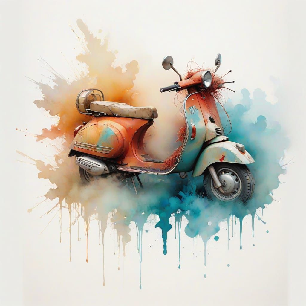 Matera's Vintage Vespa in Foggy Stone City