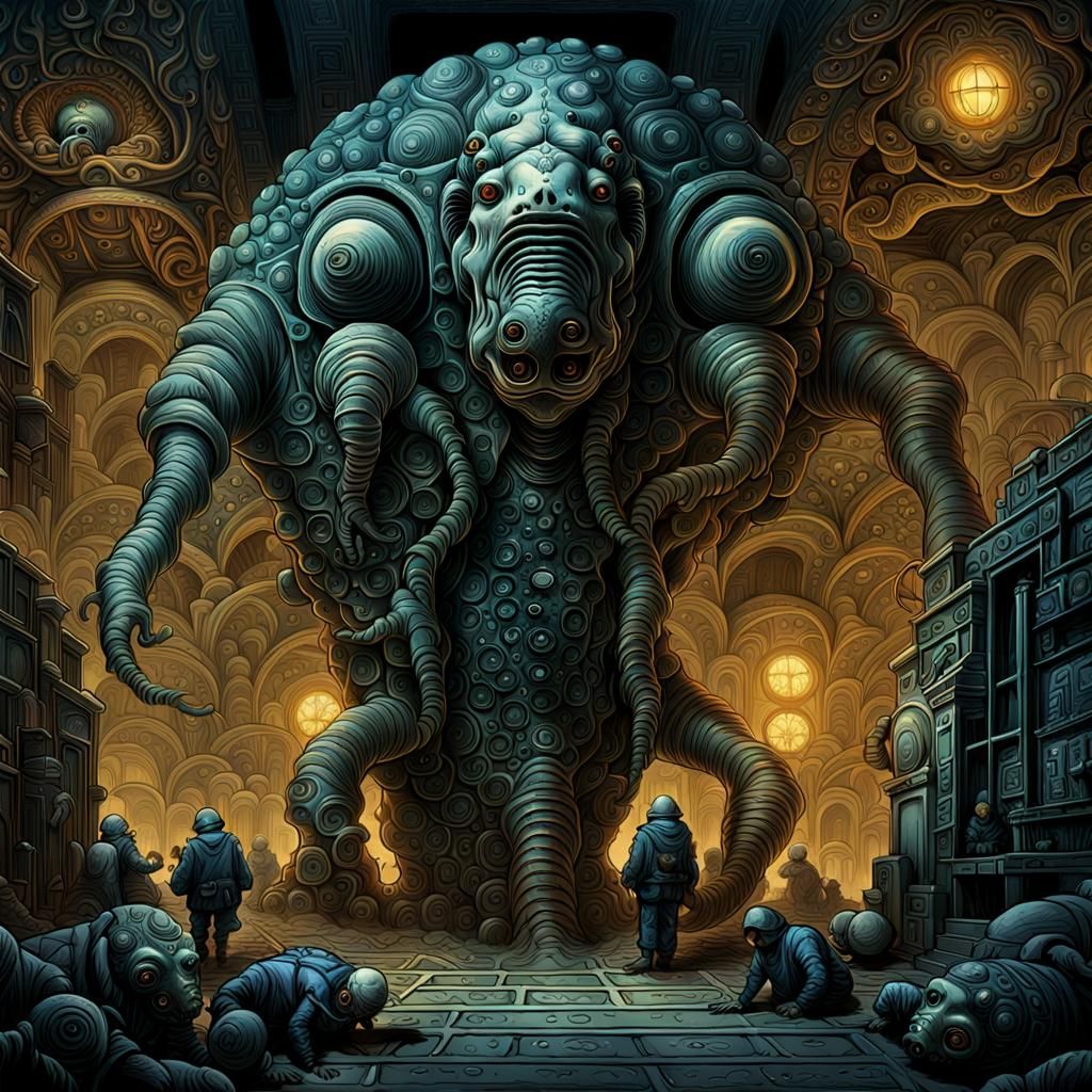 Totally non-humanoid aliens descended from Tardigrade Behance HD hyperdetailed displaying their culture volumetric ligh...