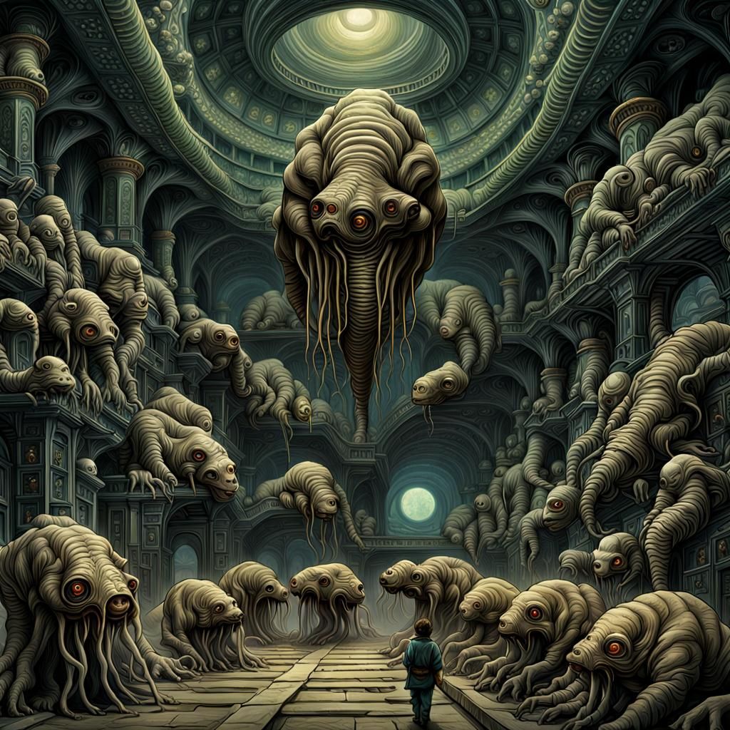 Totally non-humanoid aliens descended from Tardigrade Behance HD hyperdetailed displaying their culture volumetric ligh...