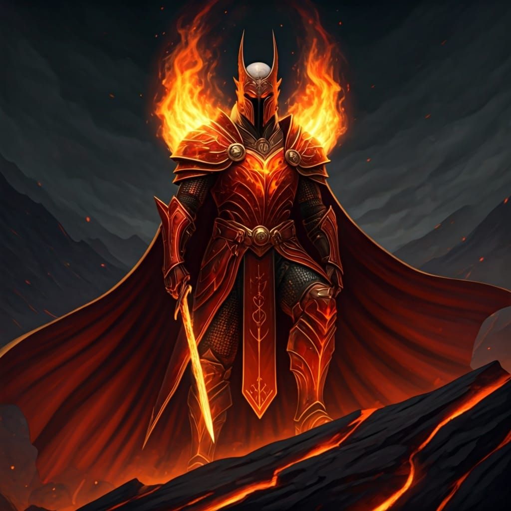 Fiery Eldarin Knight on Volcanic Ridge