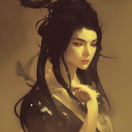 Intricate Kitsune Portrait in Art Nouveau Style