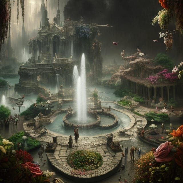 Drowning in Fountain of Youth: Epic Digital Art