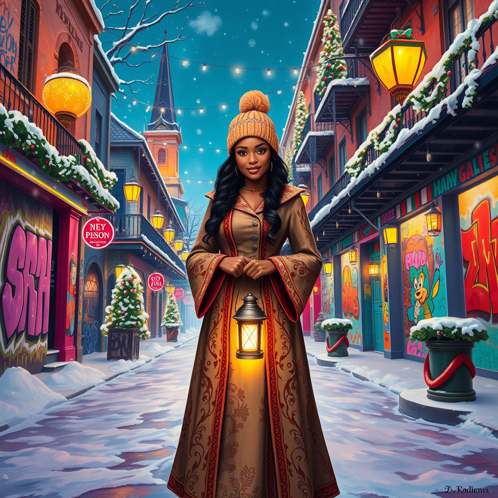 Princess Tiana Celebrates Christmas: A Digital Street Art Fu...