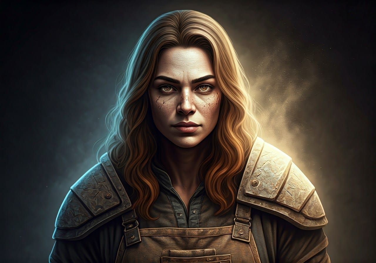 portrait — FULL; FEMALE Stone Mason;  (cabin:13), // zentang...