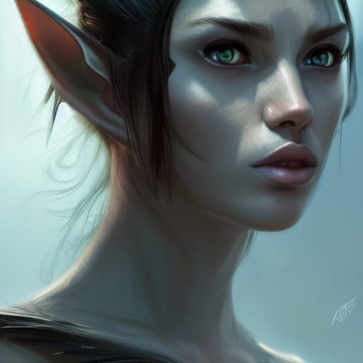 Feline Warrior Woman Portrait in Fantasy Art Style