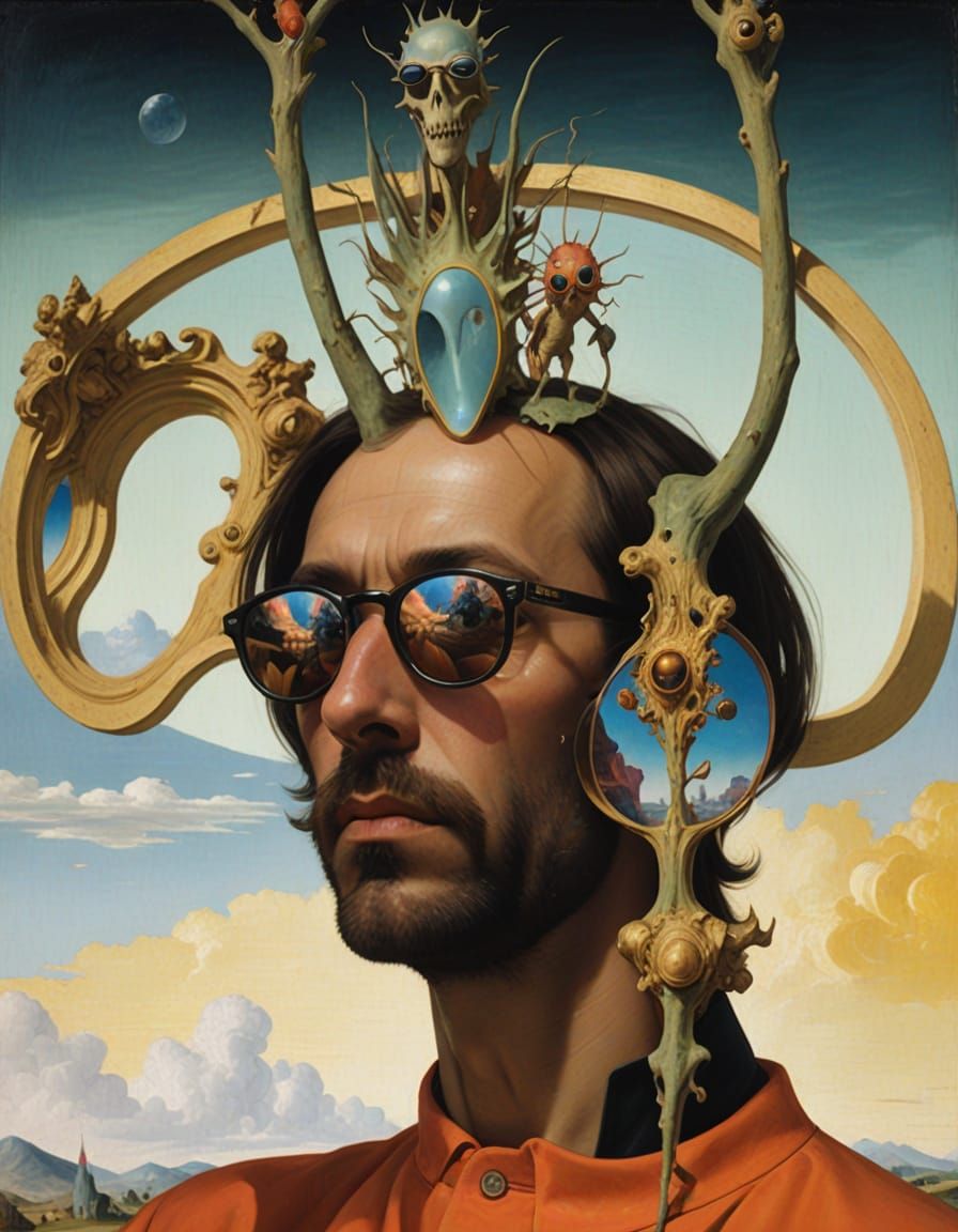 Surrealist Self-Portrait in Vibrant Oil Painting Style
