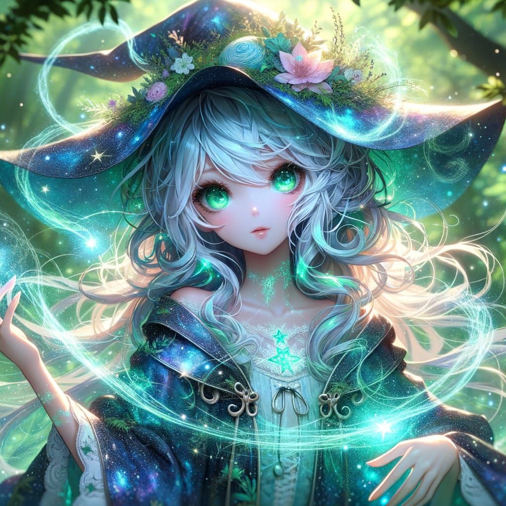 Whimsical Ethereal Witch in Hyper Realistic Anime Style