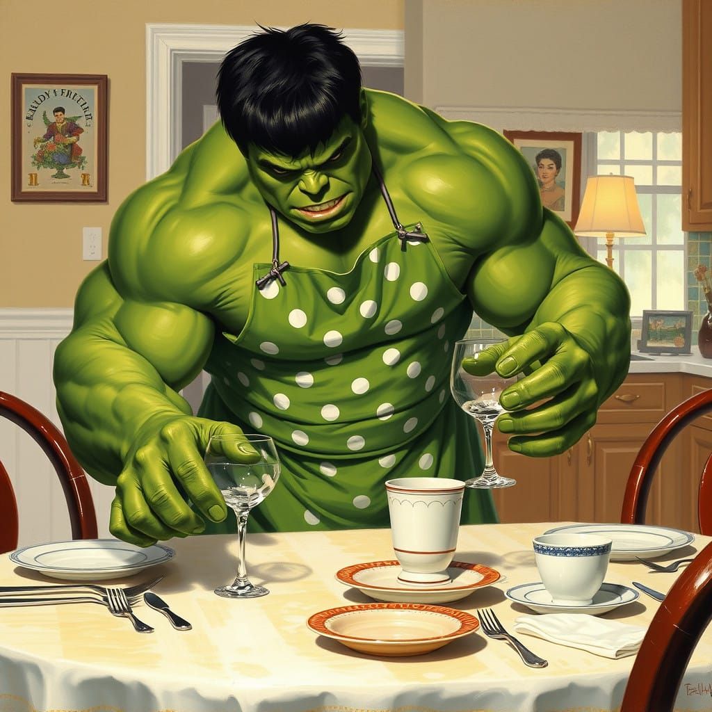 Hulk Sets Table in Classic Americana Style