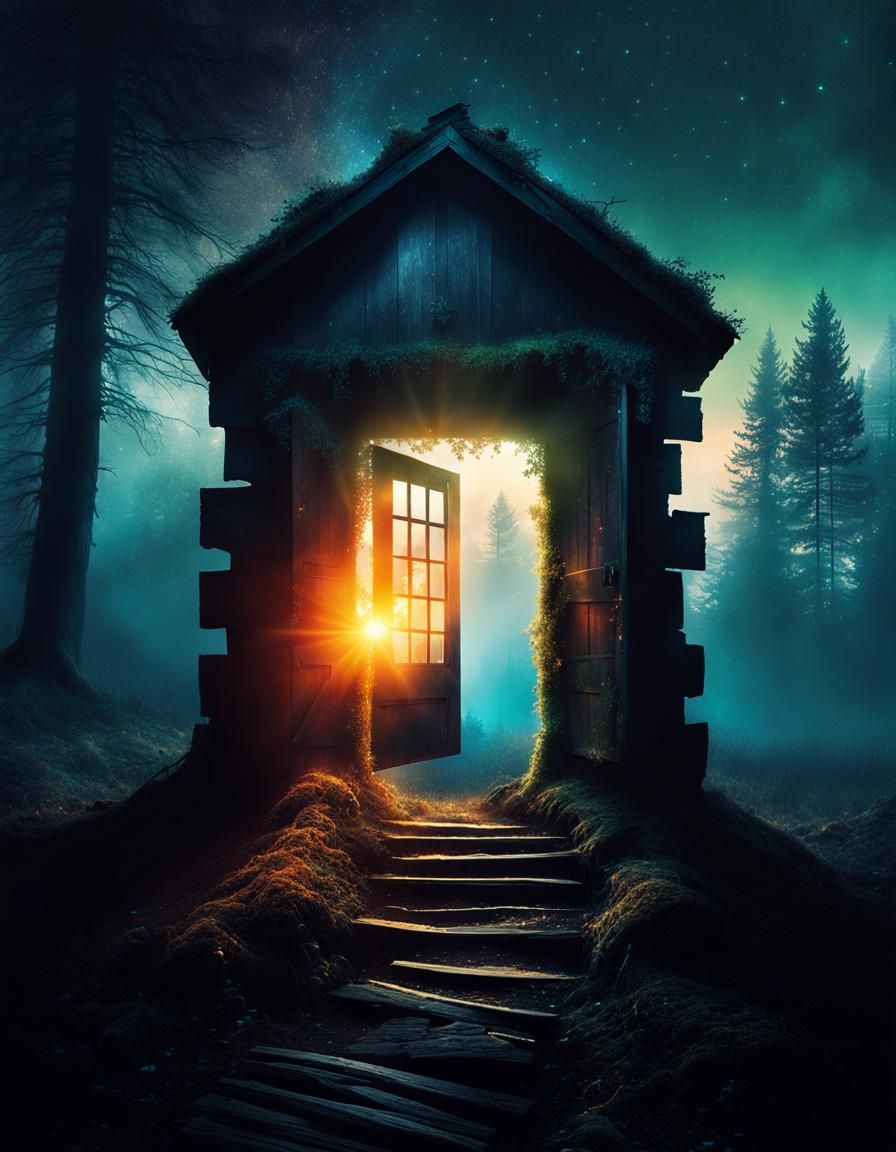 Double Exposure Haunted Village in Moody Style