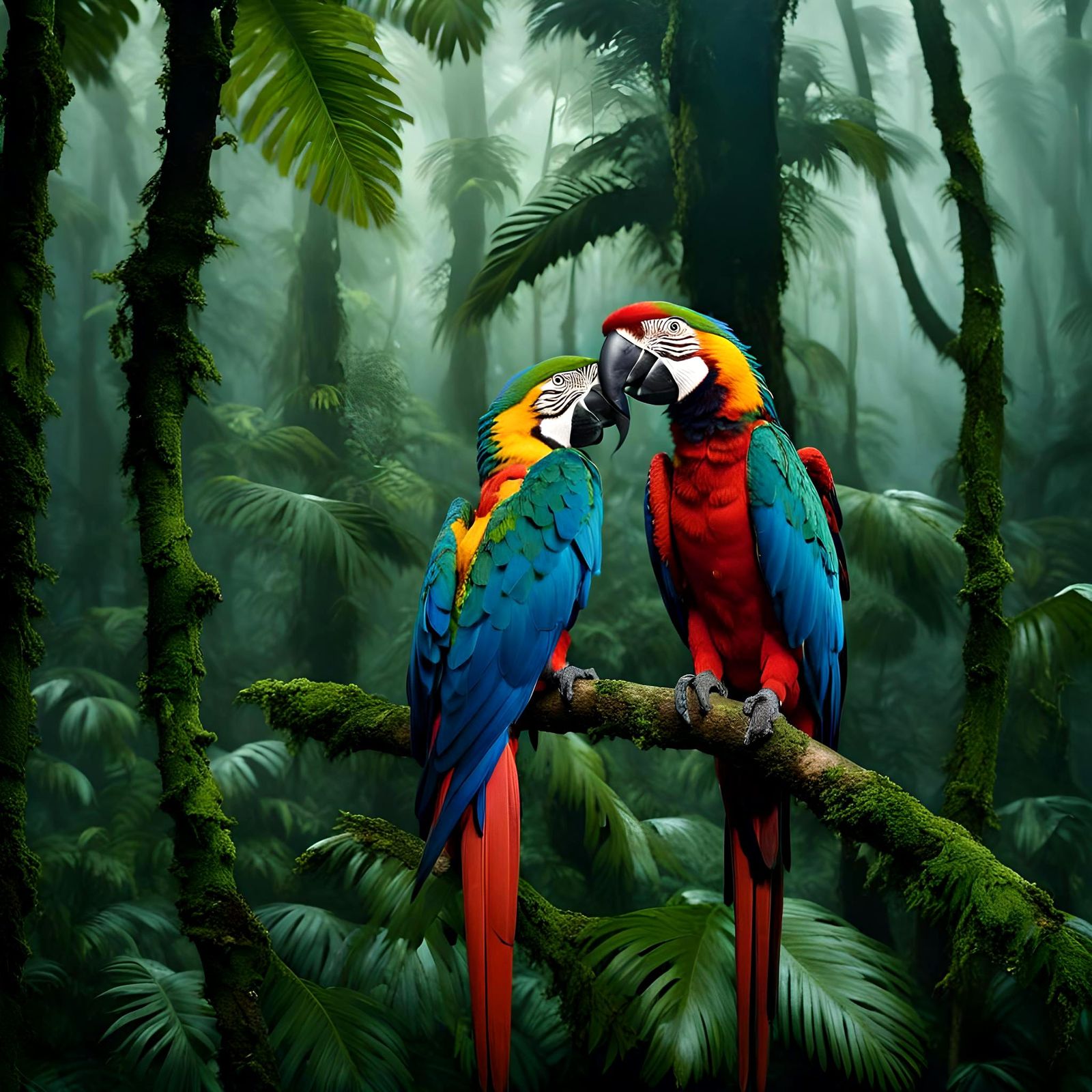 Macaws in Rainforest: Close-Up Photography