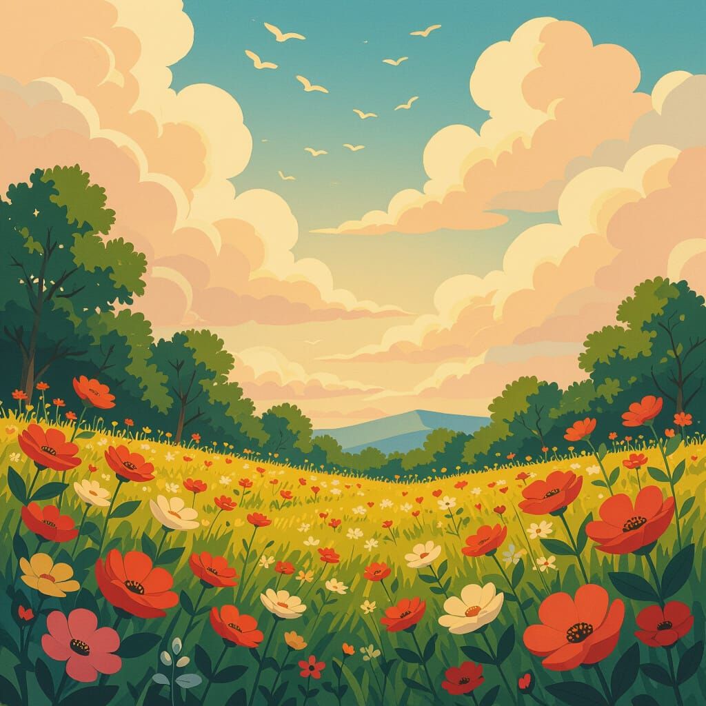 Magical Nature Scene in Studio Ghibli Style