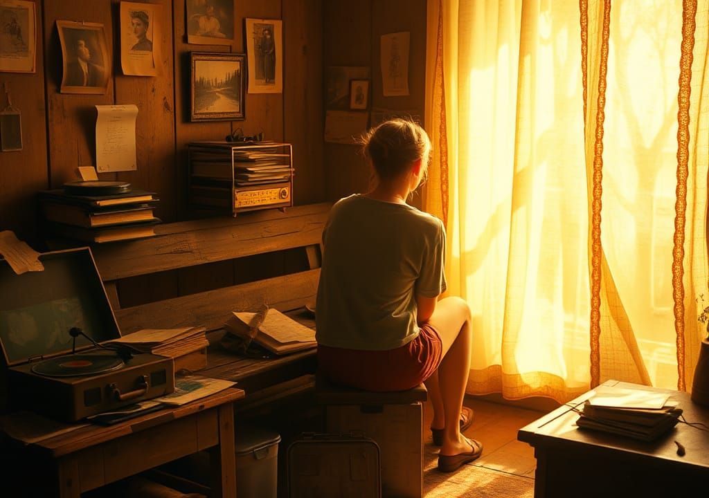 Nostalgic Scene with Vintage Items in Impressionist Style