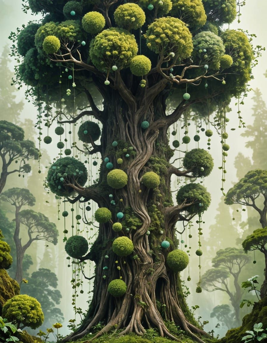 Pom Pom Tree in Fantasy Forest Art